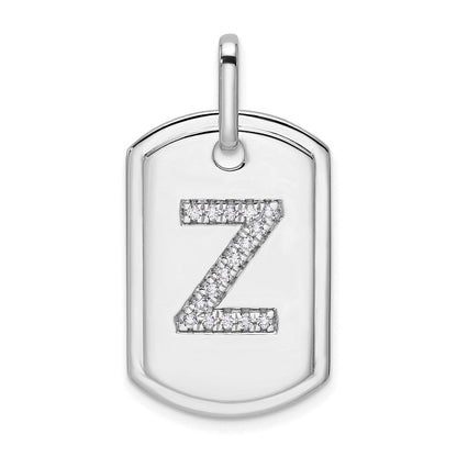 14K Weißgold Diamant-Initial-Z-Erkennungsmarken-Charm