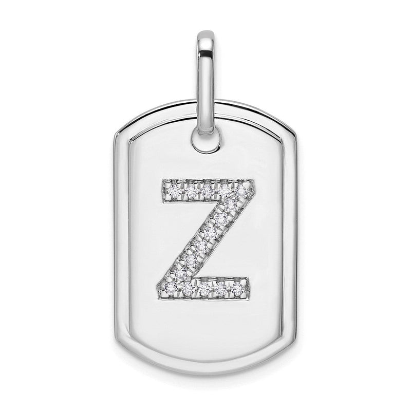 14K Weißgold Diamant-Initial-Z-Erkennungsmarken-Charm