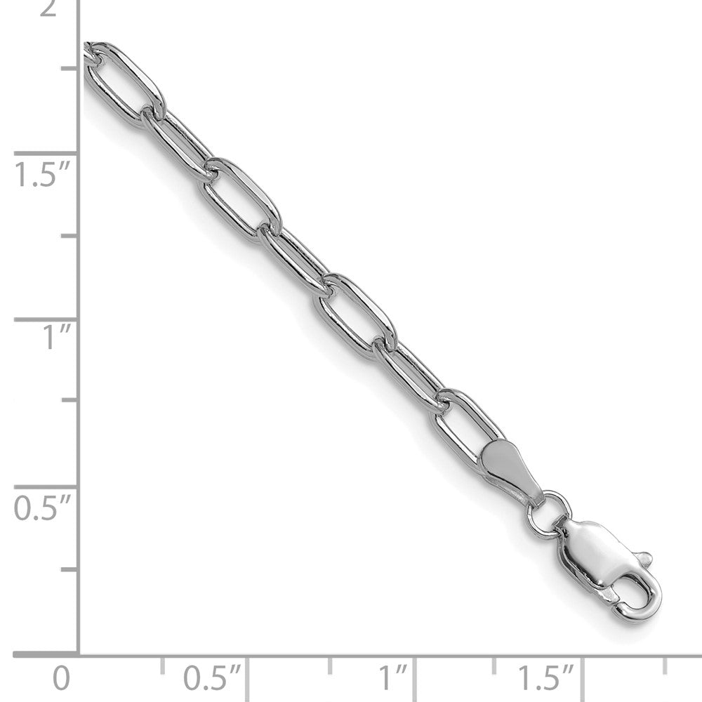 14K Weißgold 3.7mm Halbmassiv Abgeschrägt Büroklammer Gliederarmband