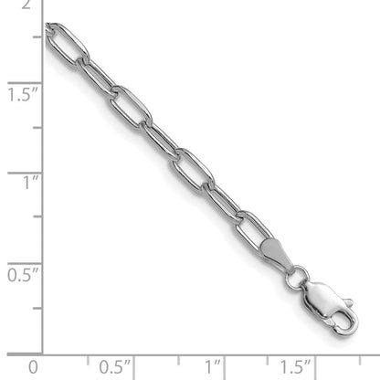 14K Weißgold 3.7mm Halbmassiv Abgeschrägt Büroklammer Gliederarmband