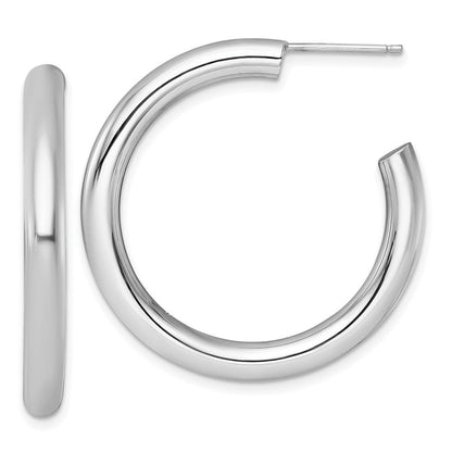 14K Weißgold Poliert 4.0 X 35mm Röhre C-hoop Ohrstecker