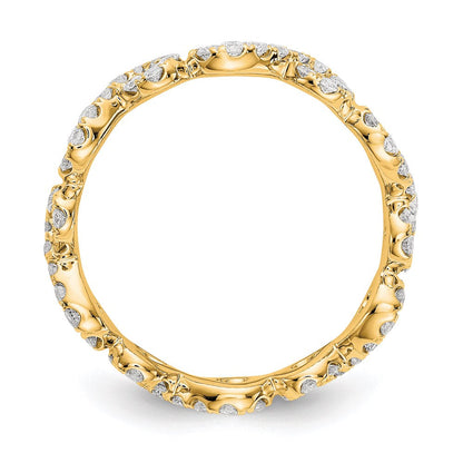 14K Gelbgold Poliert Unendlichkeit Shared U Krappen Größe 6.5 Diamant Memoire Ehering Ring