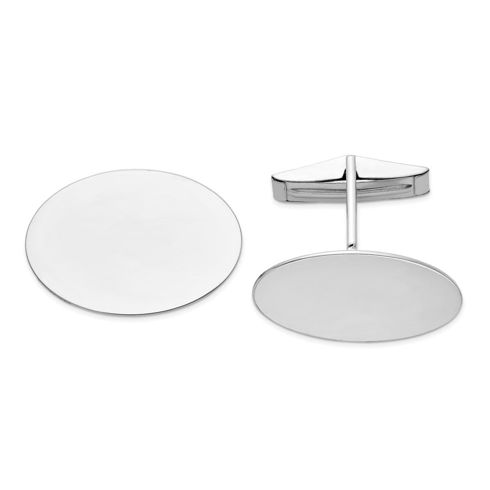 14K Weißgold Herren Oval Manschette Knöpfe