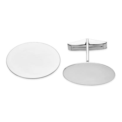 14K Weißgold Herren Oval Manschette Knöpfe