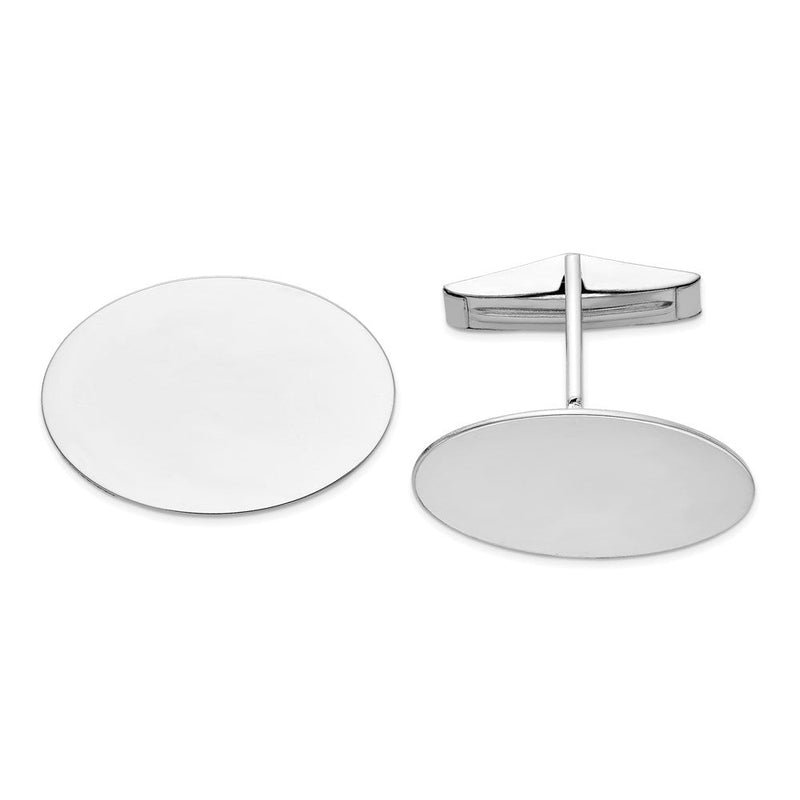 14K Weißgold Herren Oval Manschette Knöpfe
