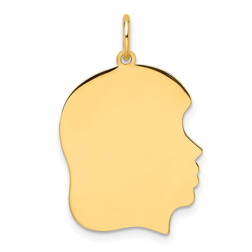 14K Gelbgold Schlicht Mittel Zugewandt Right Gravierbar Mädchen Kopf Charm