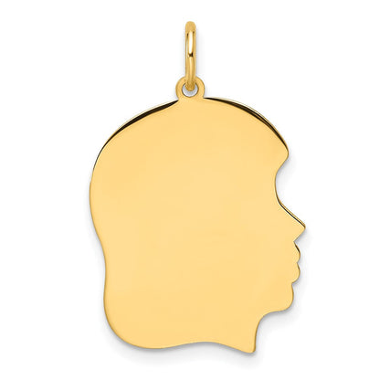 14K Gelbgold Schlicht Mittel Zugewandt Right Gravierbar Mädchen Kopf Charm