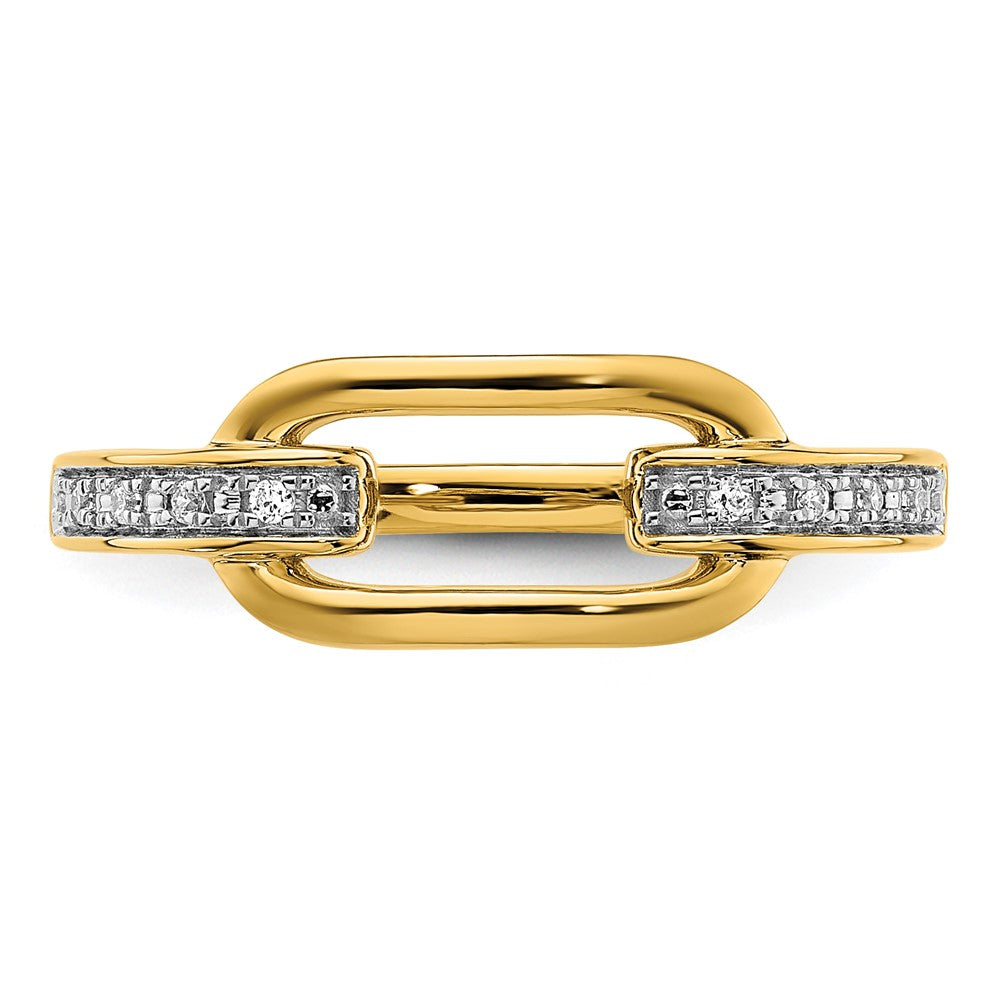 14K Gelbgold poliert Diamant-Glieder-Ring