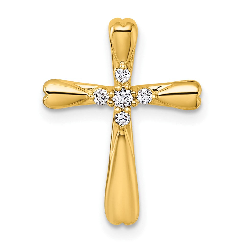 14K Gelbgold Kreuz-Gleitanhänger mit 0,1 ct. Diamant, 5 Steine