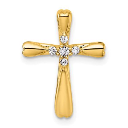 14K Gelbgold Kreuz-Gleitanhänger mit 0,1 ct. Diamant, 5 Steine