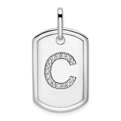 14K Weißgold Diamant-Buchstaben-Charm "C" Erkennungsmarke