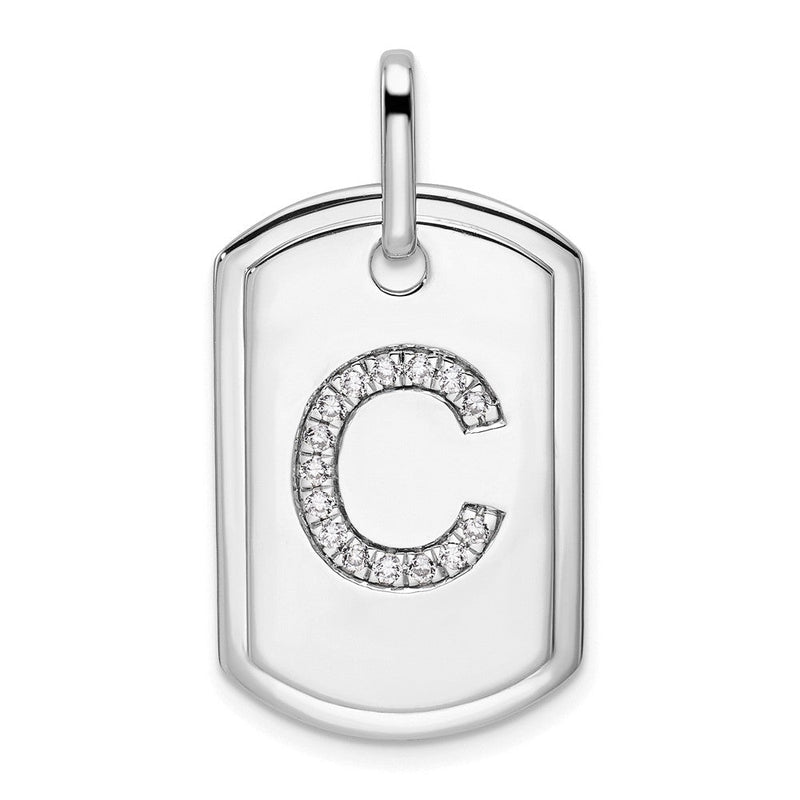 14K Weißgold Diamant-Buchstaben-Charm "C" Erkennungsmarke