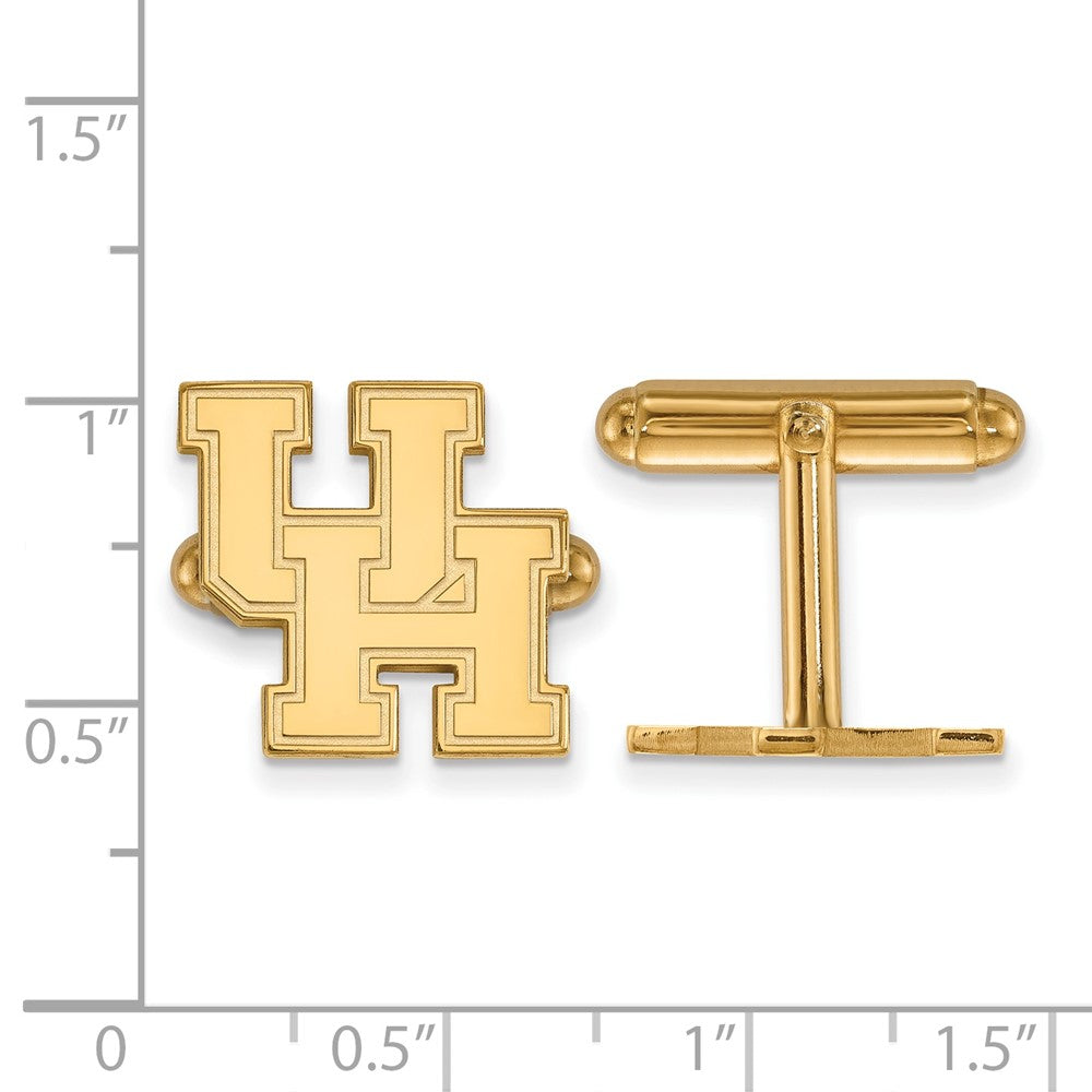 14K Gelbgold Gold Logoart University Of Houston U-h Manschette Knöpfe