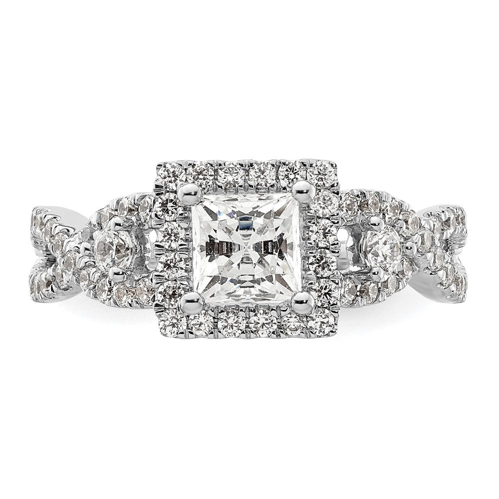 14K Weißgold Heiligenschein Plus (holds 3/4 Karat (5.00mm) Princess Mittig) 3/4 Karat Diamant Halbfassung Verlobungsring