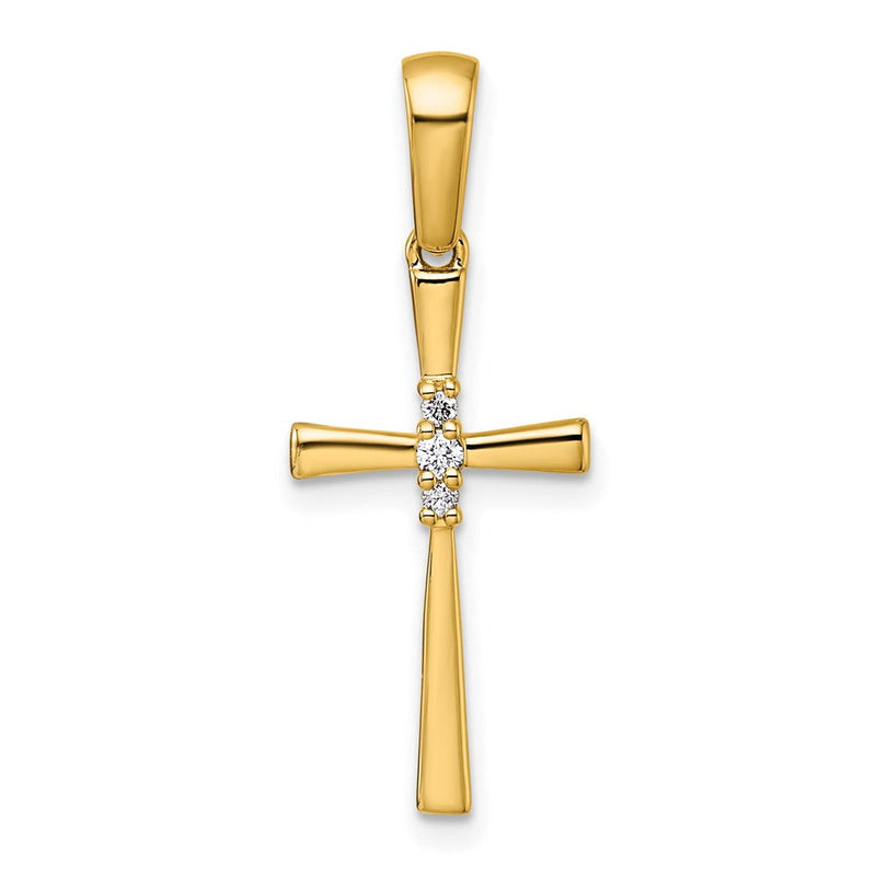 14K Gelbgold Kreuzanhänger mit 0,05 ct. Diamant