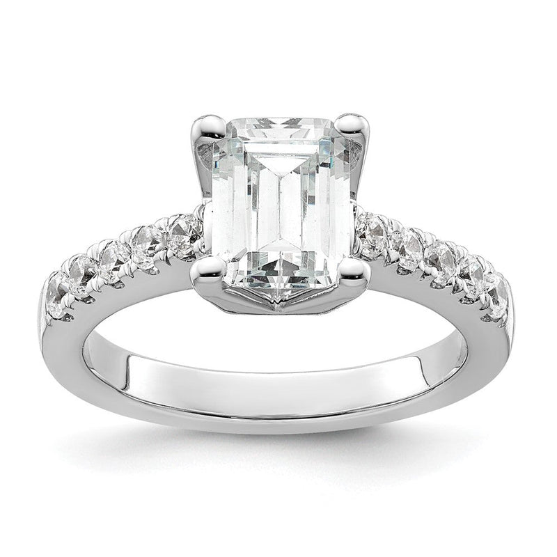 True Origin 14K Weißgold 3/8 Karat Im Labor Gezüchtet Diamant Vs+ F+ Halbfassung Smaragd Verlobungsring