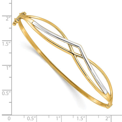 14K Gelbgold mit Rhodium Poliert Fantasie Klappbar Armreif
