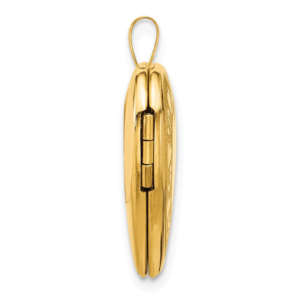 14K Gelbgold Strukturiert und Poliert Herz Rand 20mm Herz Medaillon