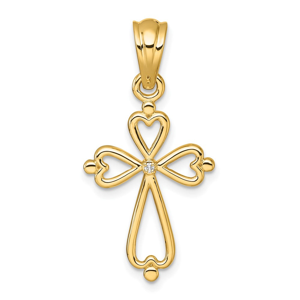 14K Gelbgold Kreuzanhänger mit Diamantakzenten