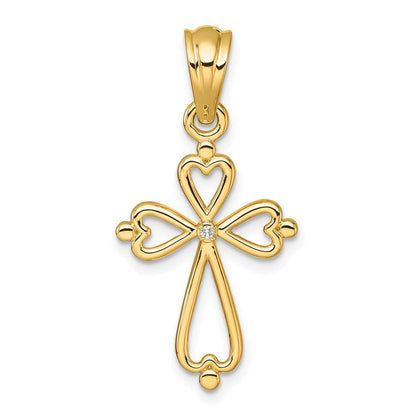 14K Gelbgold Kreuzanhänger mit Diamantakzenten