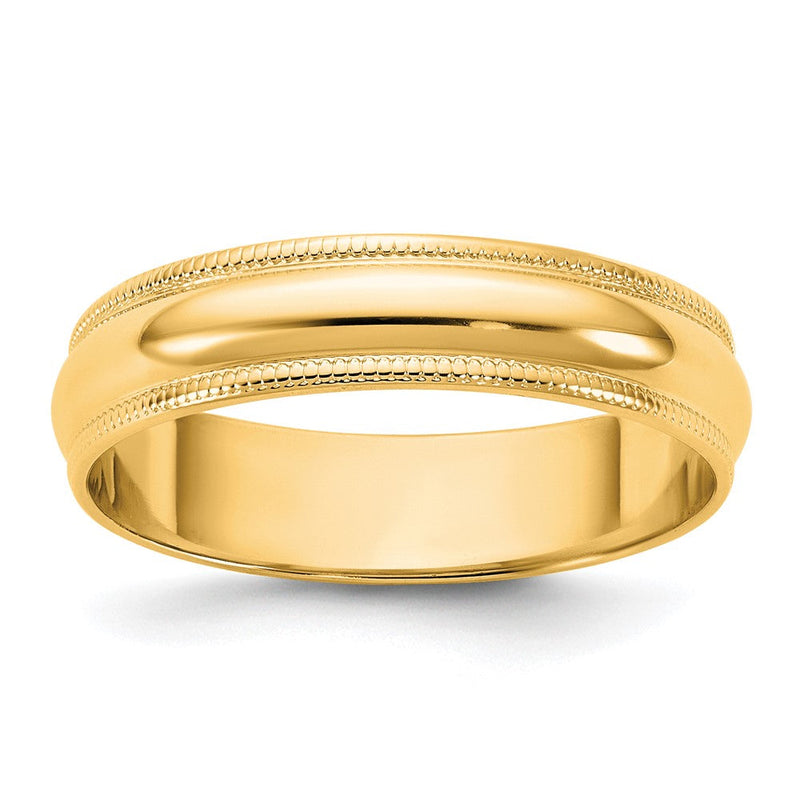 14K Gelbgold 4,5 mm leichter Milgrain-Ehering, halbrund
