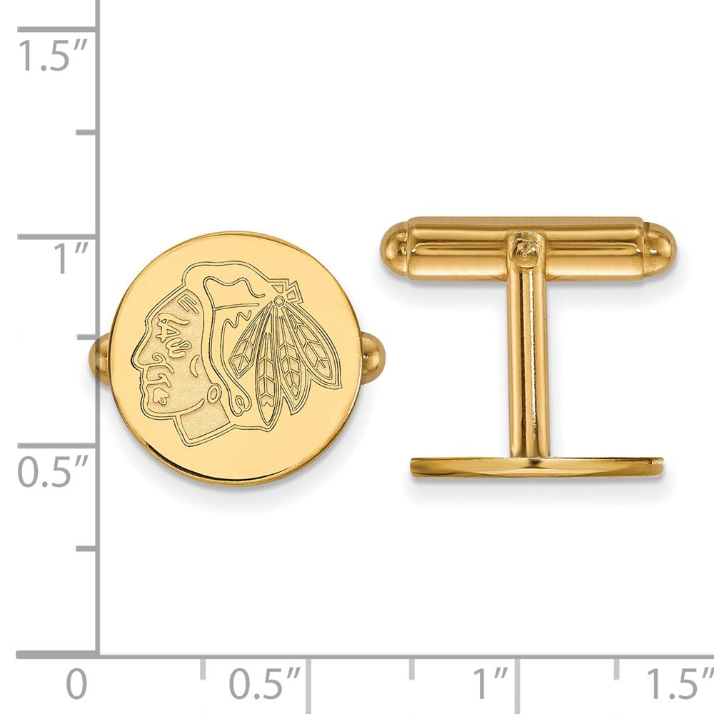 14K Gelbgold Gold Nhl Logoart Chicago Blackhawks Manschette Knöpfe