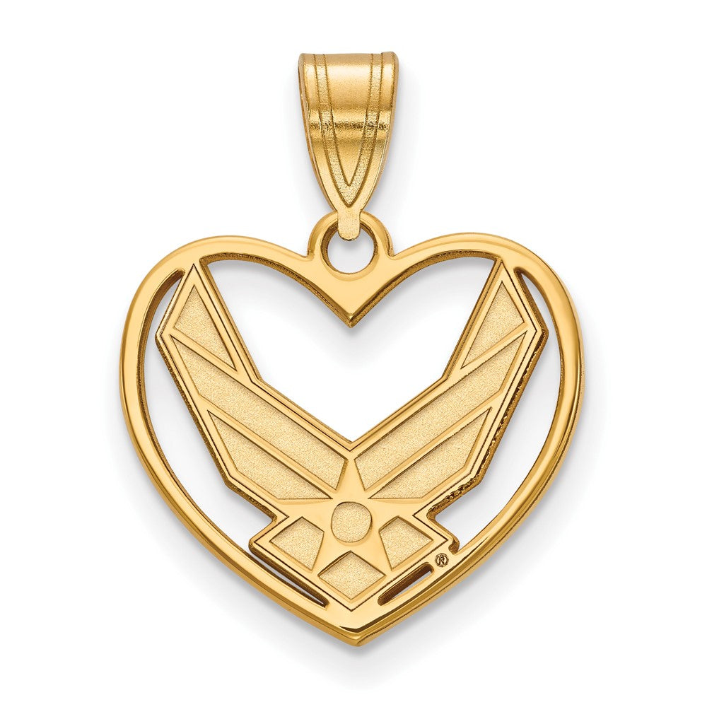 14K Gelbgold Gold Logoart U.s. Luft Kraft Herz Anhänger