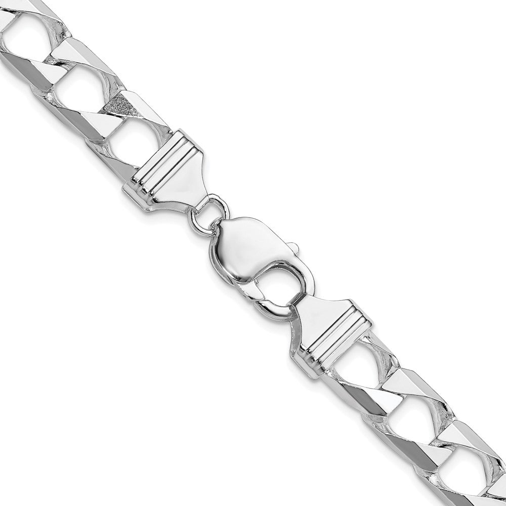 Sterlingsilber Rhodiniert 10.3mm Diamantiert Quadratisch Panzer 26 Zoll Kette