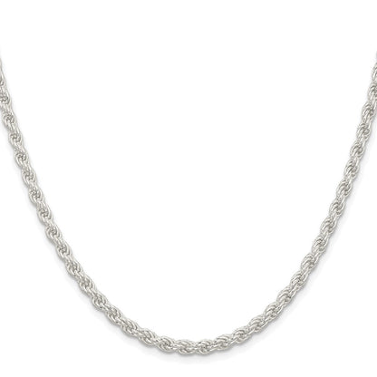 Sterlingsilber Rhodiniert 4.5mm Massiv Kordel 30 Zoll Kette
