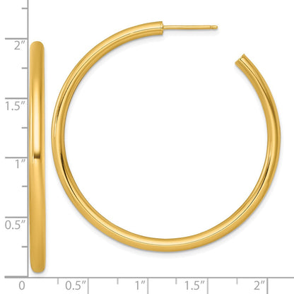 14K Gelbgold Poliert 3.0 X 50mm Röhre C-hoop Ohrstecker