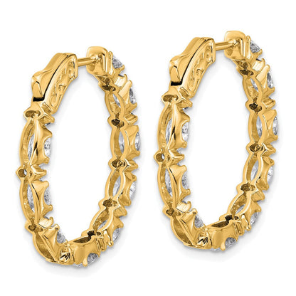 14K Gelbgold Creolen mit im Labor gezüchteten Diamanten im Oval- und Rundschliff, 5 ct., VS+ F+, komplett besetzt (In-and-Out)