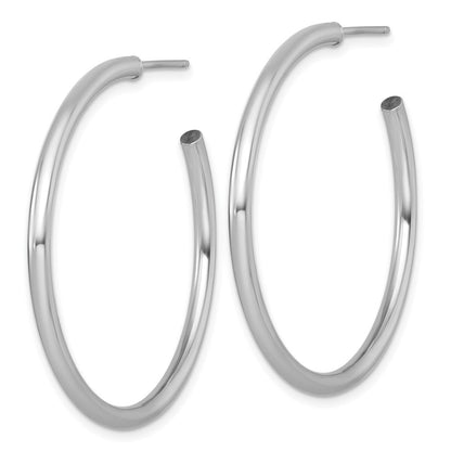 14K Weißgold Poliert 2.5 X 40mm Röhre C-hoop Ohrstecker