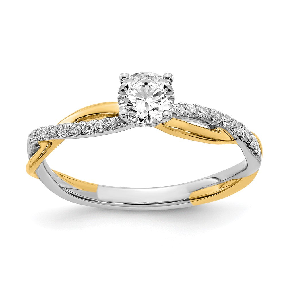 14K Weiß & Gelbgold Halb Eng Ring: Rd 18-200 - Diamant:a Mel:s53