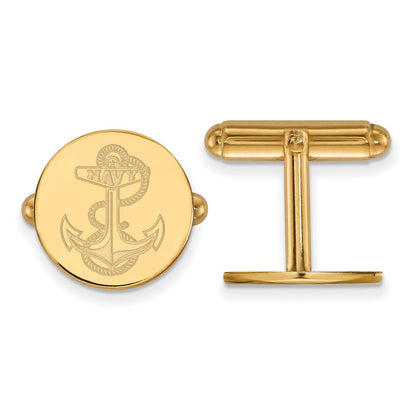 14K Gelbgold Gold Logoart Us Naval Akademie Anker Manschette Knöpfe