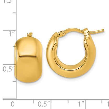 14K Gelbgold Poliert 9.75mm X 17mm Gewölbt Rund Creolen