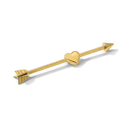 14K Gelbgold 14 Stärke Poliert Pfeil mit Herz Industrial Body Schmuck