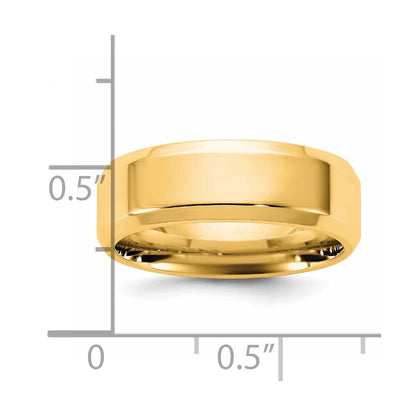 14K Gelbgold 6,5 mm Ehering mit abgeschrägter Kante und Komfort-Passform