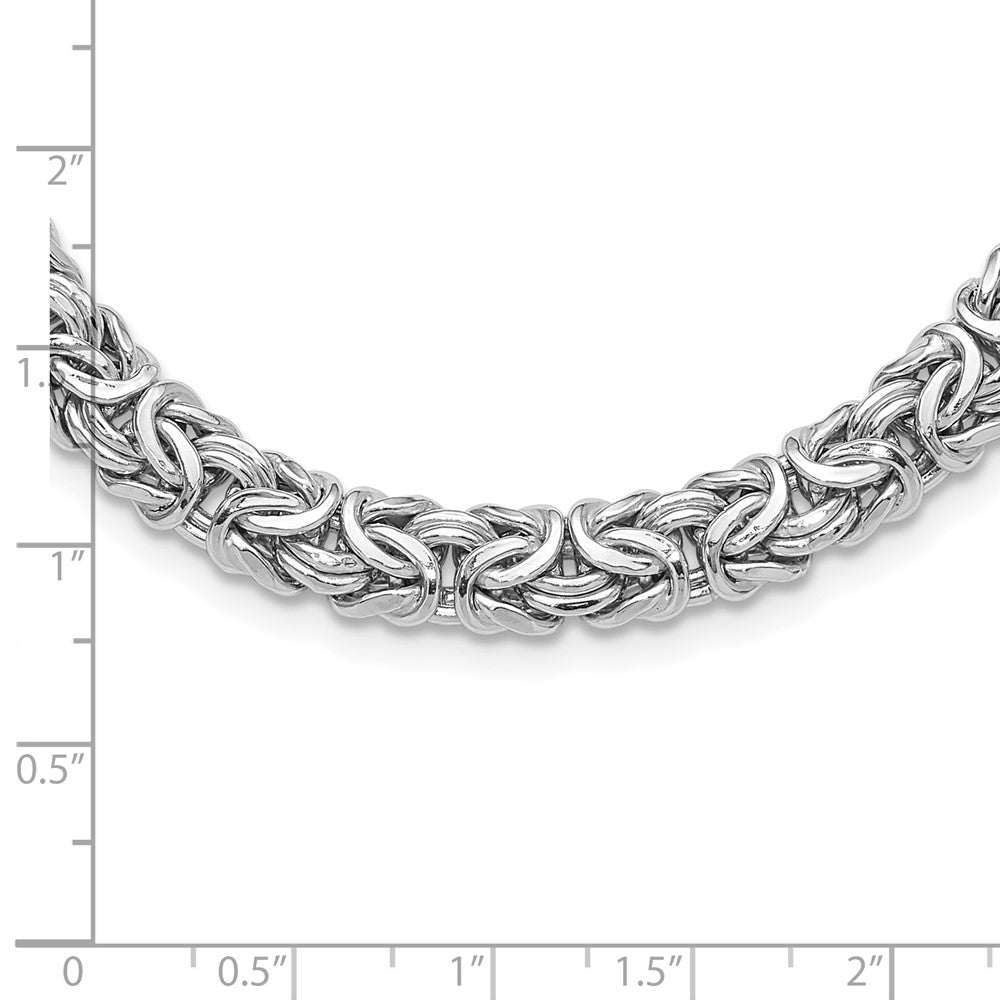 Sterlingsilber Rhodiniert 8.25mm Byzantiner Glieder 17 Zoll Halskette