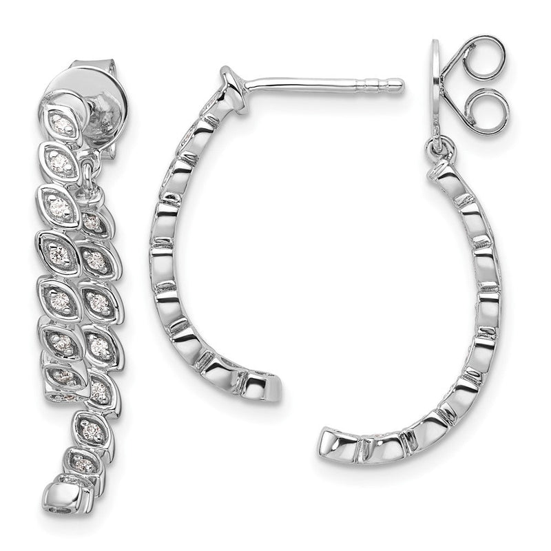 14K Weißgold Ohrhänger poliert mit 0,2 ct. Diamanten, vorne und hinten