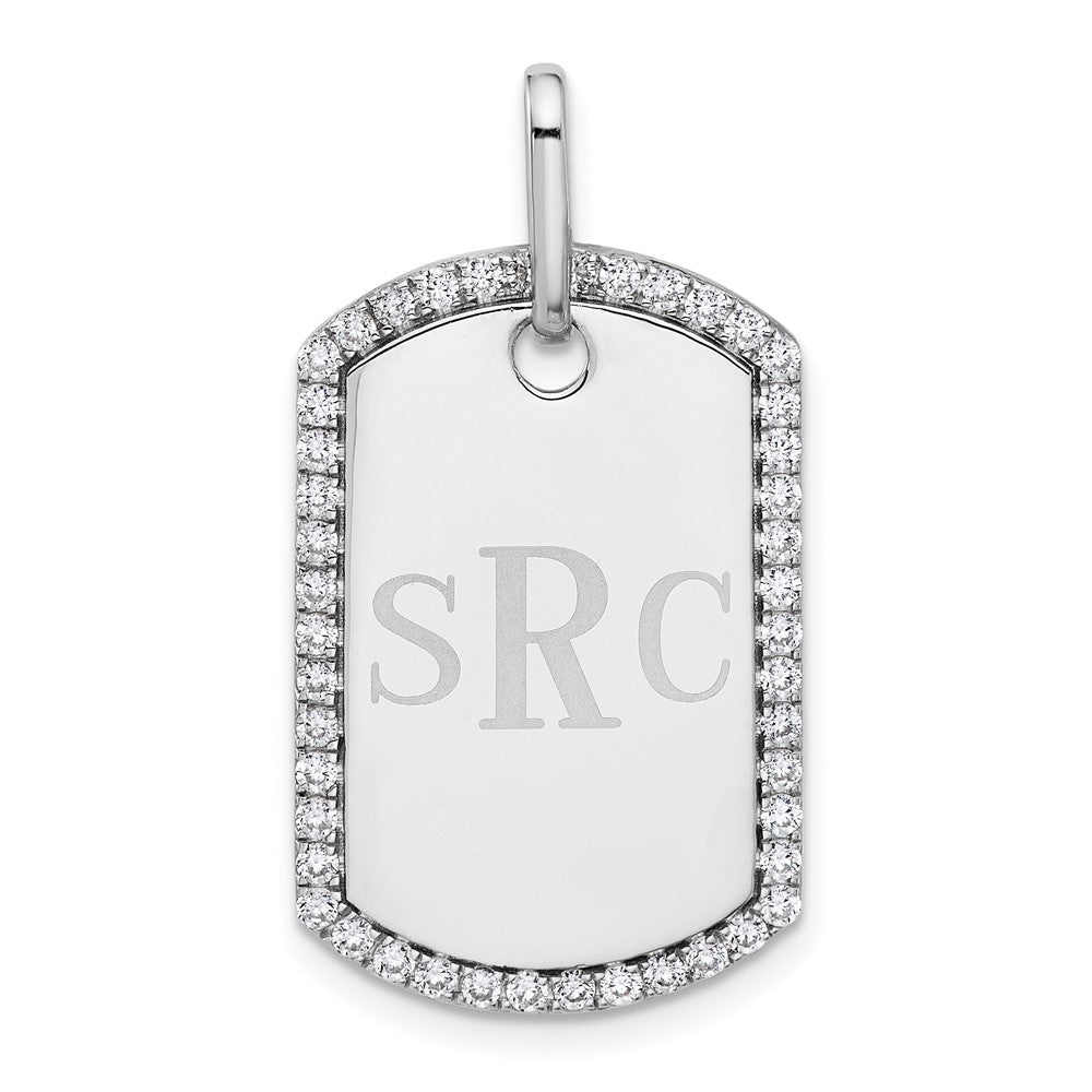 14K Weißgold Personalisierter Diamant-Hundemarken-Charm