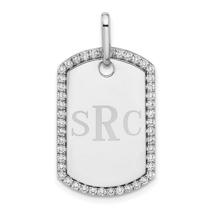 14K Weißgold Personalisierter Diamant-Hundemarken-Charm