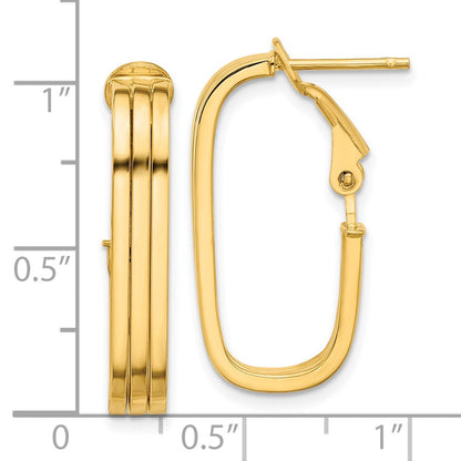 14K Gelbgold 4.4x25mm Poliert Oval Omega Rückseite Röhre Creolen