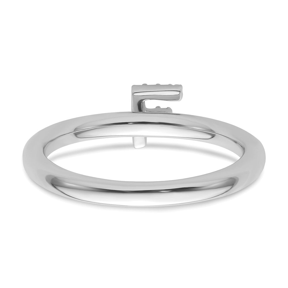 14K Weißgold Stapelbar Diamant Initiale F Größe 7 Ring