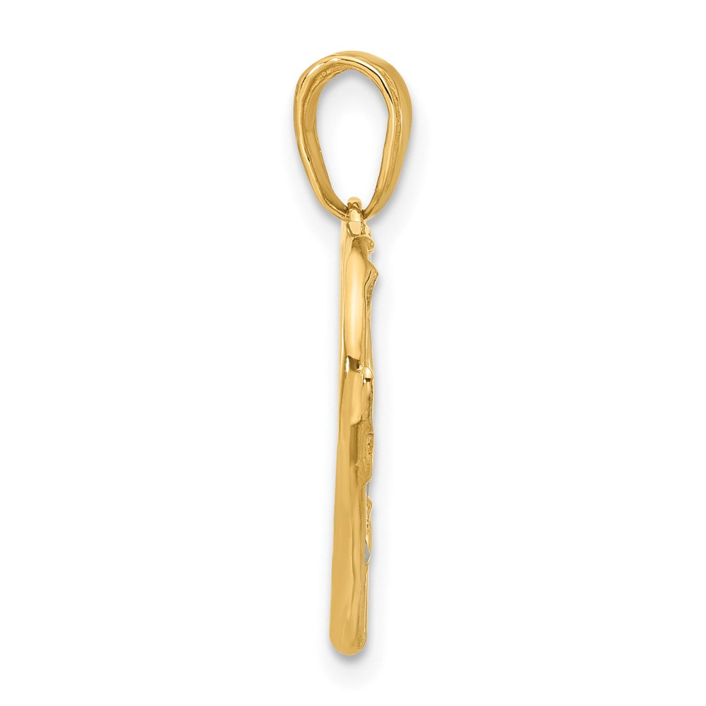 Diamantierter Anhänger „Mutter- und Kind-Hände im Herz" aus 14K Gelbgold und Rhodium