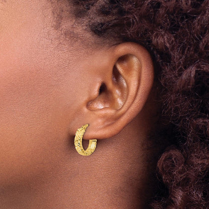 14K Gelbgold Poliert 4mm Diamantiert Creolen