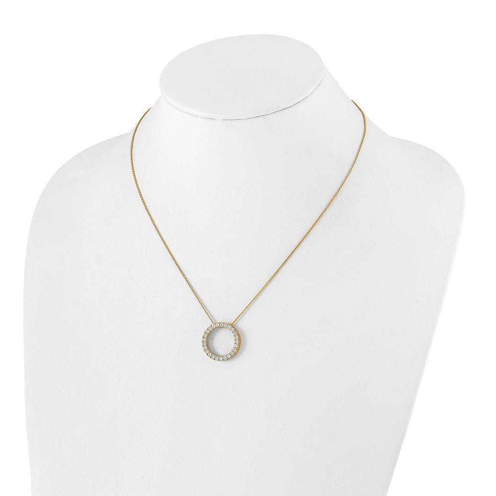 14K Gelbgold Poliert 1 Karat Diamant Kreis 18 Zoll Halskette