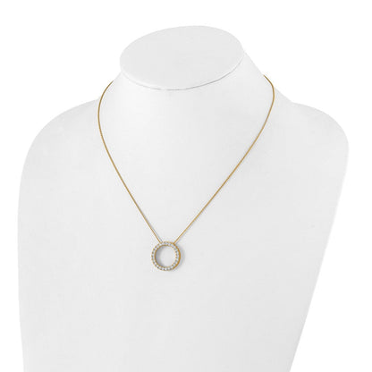 14K Gelbgold Poliert 1 Karat Diamant Kreis 18 Zoll Halskette
