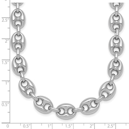 Sterlingsilber Rhodiniert Gewölbt Anker/mariner Glieder 18 Zoll Halskette