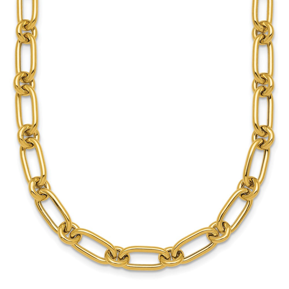 14K Gelbgold Poliert 6mm Oval und Kreis Glieder 18 Zoll Halskette