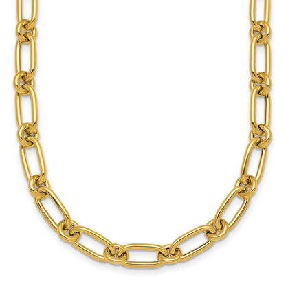 14K Gelbgold Poliert 6mm Oval und Kreis Glieder 18 Zoll Halskette